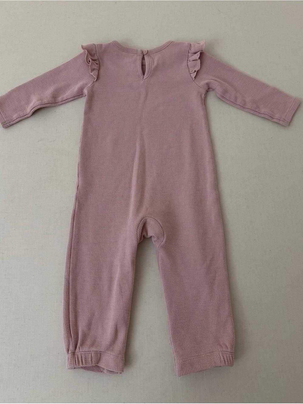 Carter's Long-Sleeve Pink Waffle Ruffle One-Piece (Size 12M)